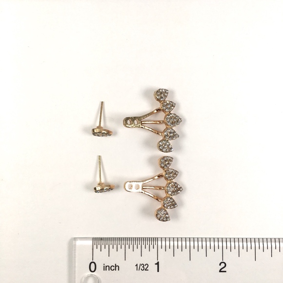 Rhinestone Crystal Flower Teardrop Jacket Earrings - Picture 3 of 4